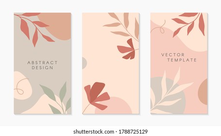 Bundle of editable insta story templates with copy space for text.Modern vector layouts with hand drawn organic shapes and textures.Trendy design for social media marketing,digital post,prints,banners