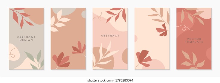 Bundle of editable insta story templates with copy space for text.Modern vector layouts with hand drawn organic shapes and textures.Trendy design for social media marketing,digital post,prints,banners