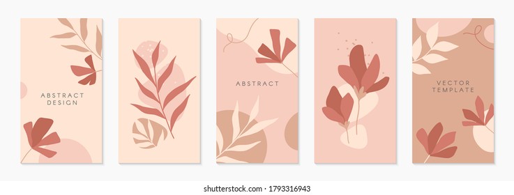 Conjunto de plantillas de historias editables con espacio de copia para texto.Diseños vectoriales modernos con formas orgánicas dibujadas a mano y texturas.Diseño de moda para marketing en medios sociales, publicaciones digitales, impresiones, banners