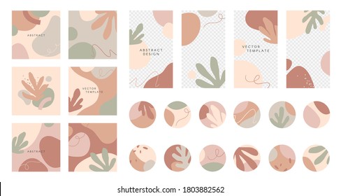 Conjunto de plantillas de artículos editables y portadas destacadas.Diseños vectoriales con formas orgánicas dibujadas a mano y texturas.Antecedentes abstractos.Diseño de moda para el marketing en medios sociales.Kit de medios sociales