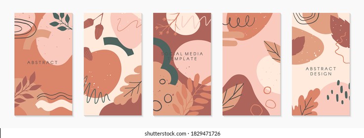 Bundle of editable insta story templates with copy space for text.Autumn ad and promo concept.Modern vector layouts.Trendy design for social media marketing,digital post,prints,banners.