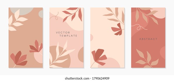 Bundle of editable nsta story templates with copy space for text.Modern vector layouts with hand drawn organic shapes and textures.Trendy design for social media marketing,digital post,prints,banners