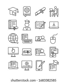 bundle of education online set icons vector illustration design