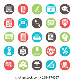 bundle of education online set icons vector illustration design