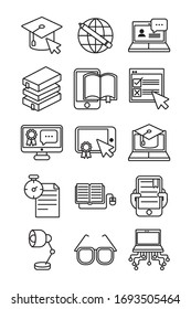 bundle of education online set icons vector illustration design