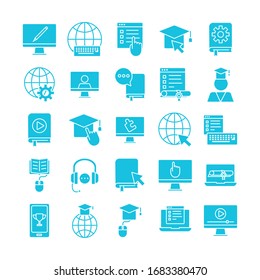 bundle of education onsilhouette set icons vector illustration design