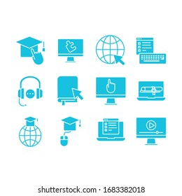 bundle of education onsilhouette set icons vector illustration design