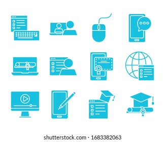 Paket von Bildung onsilhouette Set-Symbole Vektorgrafik Design