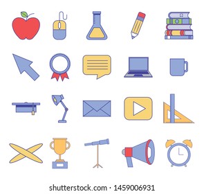 bundle of education set icons vector illustration design