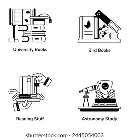 Bundle of Educational Books Glyph Icons 

