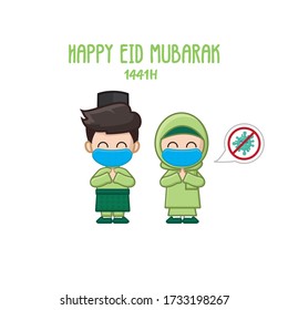Bundle Eid Mubarak Covid19 corona virus mask character parent children