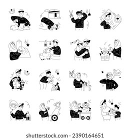 Bundle of Eid Preparations Drawing Illustrations 

