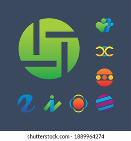 conjunto de ocho logotipos conjunto de la compañía iconos diseño de ilustración vectorial