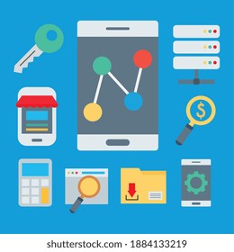 bundle of eight marketing digital set icons vector illustration design