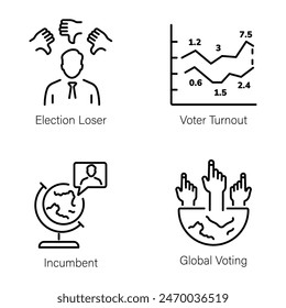 Bundle of Electoral Outcomes Linear Icons 

