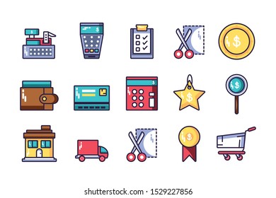 bundle of electronic commerce with icons set vector illustration design