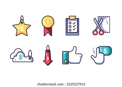 bundle of electronic commerce with icons set vector illustration design