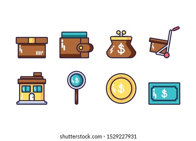 bundle of electronic commerce with icons set vector illustration design