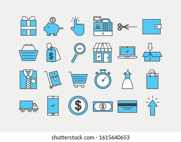 bundle of electronic commerce icons vector illustration design