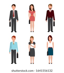 bundle of elegant business people vector illustration design