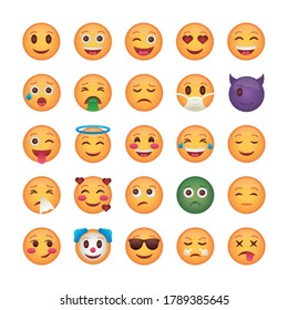 bundle of emojis faces set icons vector illustration design