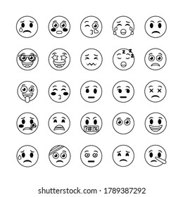 bundle of emojis faces set icons vector illustration design