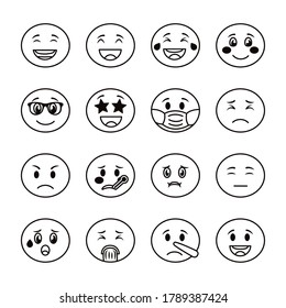bundle of emojis faces set icons vector illustration design