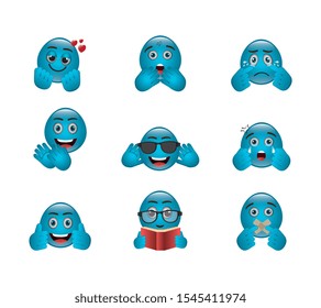 bundle of emoticons with expressions vector illustration design