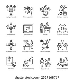 Bundle of Employee Management Linear Icons 

