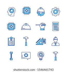 bundle of engineering set icons vector illustration design