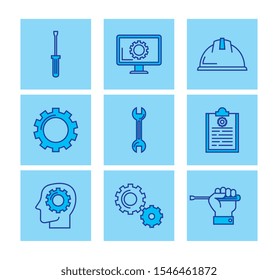 bundle of engineering set icons vector illustration design