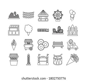 bundle of fair entertainment set icons vector illustration design