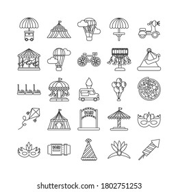 bundle of fair entertainment set icons vector illustration design