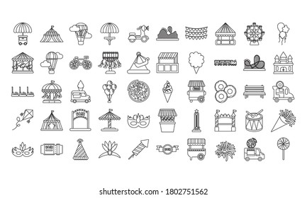 bundle of fair entertainment set icons vector illustration design