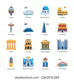 Paquete de famosos iconos planos

