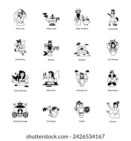 Paquete de diseños de personajes de glifo de fantasía 

