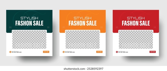 Bundle Fashion Sale Instagram post Banner template, Fashion Sale Minimal Square Banner bundle Template Vector, and web banner templates. six banner design template
