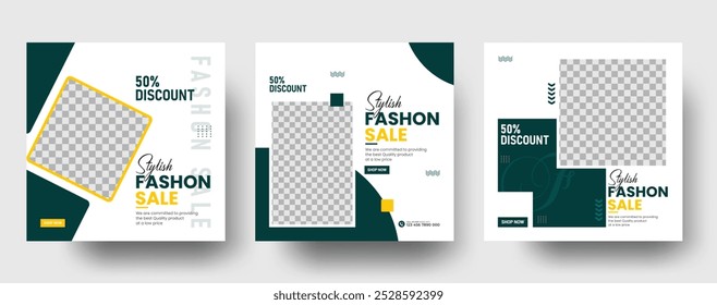 Bundle Fashion Sale Instagram post Banner template, Fashion Sale Minimal Square Banner bundle Template Vector, and web banner templates. six banner design template
