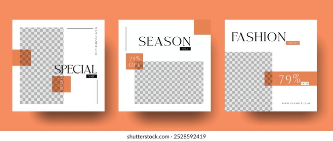 Bundle Fashion Sale Instagram post Banner template, Fashion Sale Minimal Square Banner bundle Template Vector, and web banner templates. six banner design template
