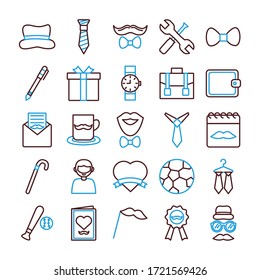 bundle of fathers day set icons vector illustration design