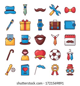 conjunto de iconos del juego de días del padre iconos vectorial diseño