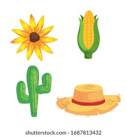 bundle of festa junina set icons vector illustration design