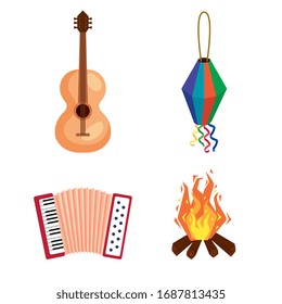 bundle of festa junina set icons vector illustration design