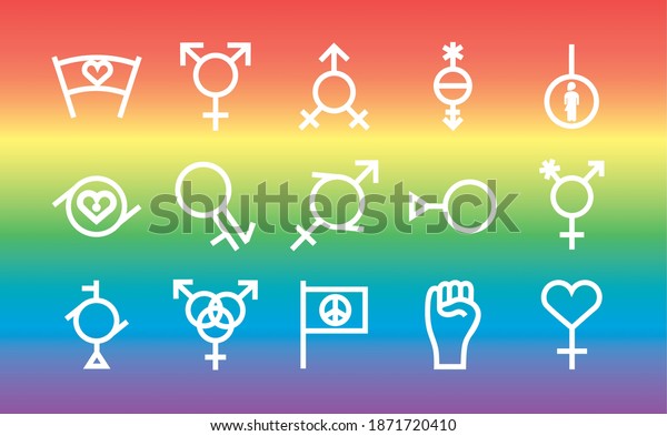 Bundle Fifteen Gender Symbols Sexual Orientation Stock Vector Royalty Free 1871720410 