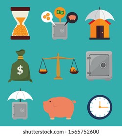 bundle of finance set icons vector illustration design