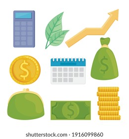 bundle of financial set icons vector illustration design