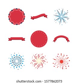 bundle of fireworks and frames icons vector illustration design