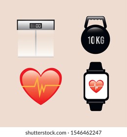 bundle of fitness set icons vector illustration design