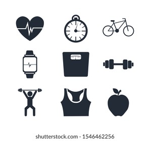 bundle of fitness set icons vector illustration design