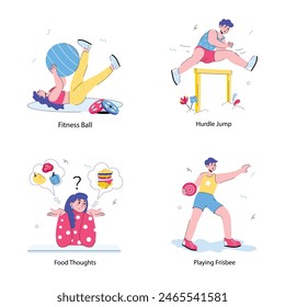 Paquete de entrenamiento de fitness Doodle Mini Ilustraciones